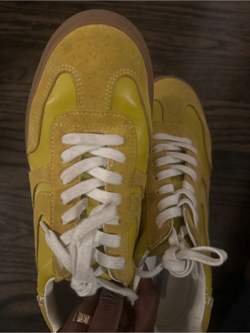 Steve Madden Yellow Suede & Leather Women's Sneakers - Picture 4 of 4